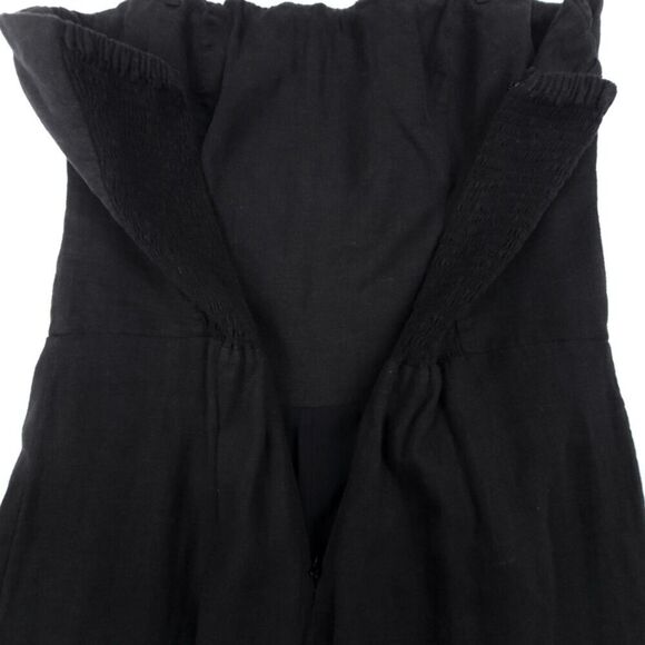 NEW VIX Paula Hermanny Linen Minimal Resort Wide Leg Strapless Jumpsuit Black - Picture 7 of 11